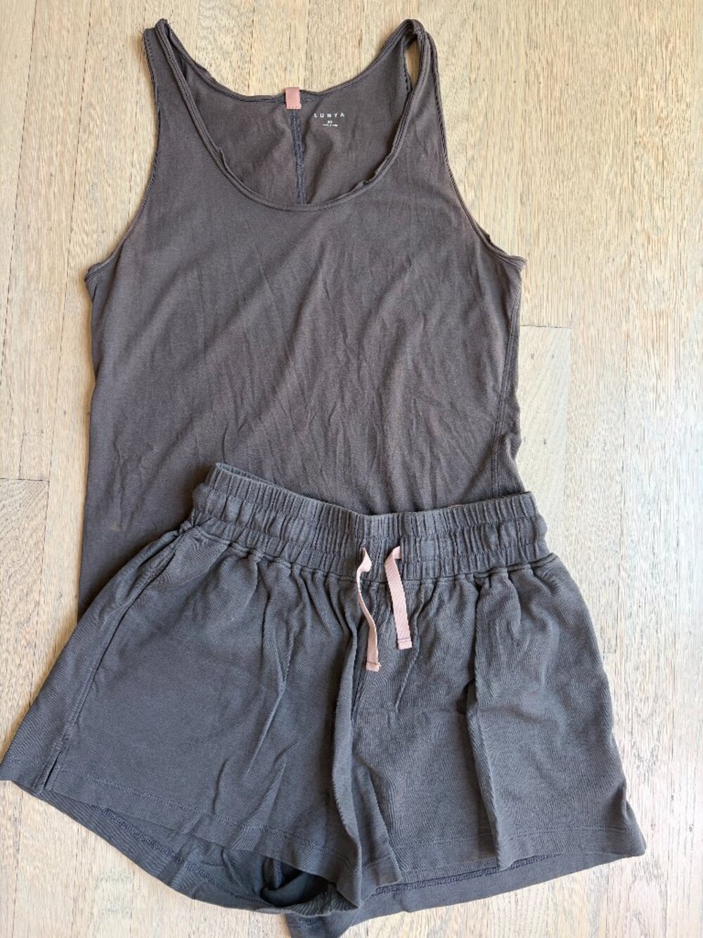 Lunya Cotton Pajama Short Set XS Gray
